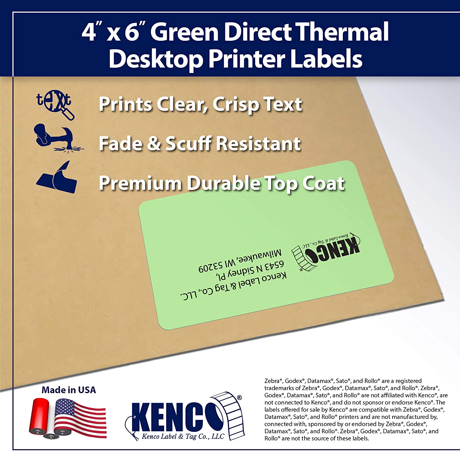 Etichette Termiche Buy 2 Rolls 4" X 6" Direct Thermal Labels GREEN 250 Labels Per Roll Zebra / Eltr Costo Spedizione - Foto 3