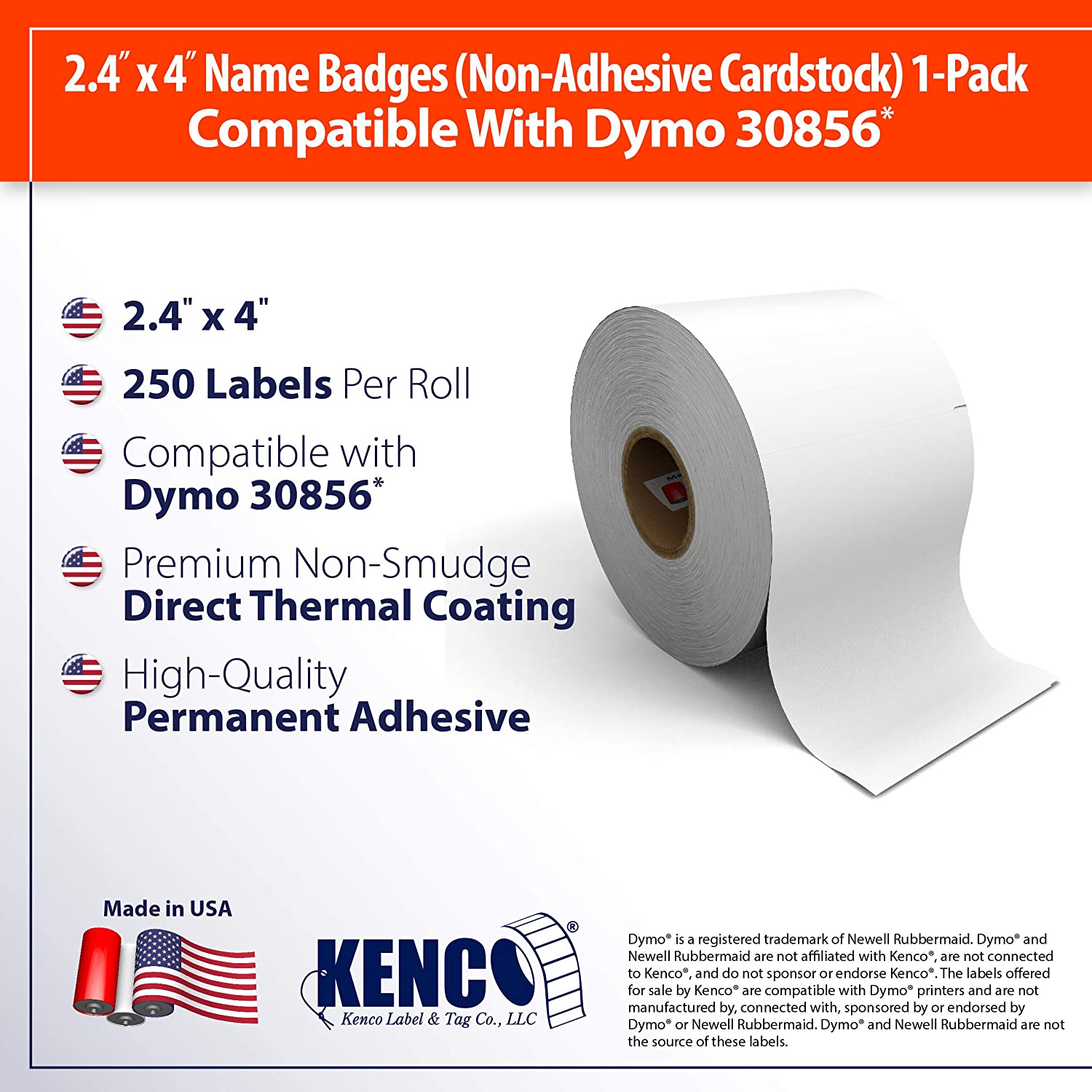 2 7/16in X 4 3/16in Dymo® Compatible 30856 Name Badge Tags