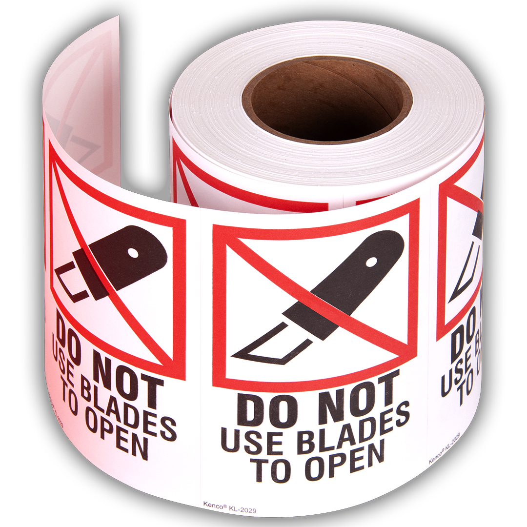 Do Not Use Blades to Open International Safe Handling Warning Stickers