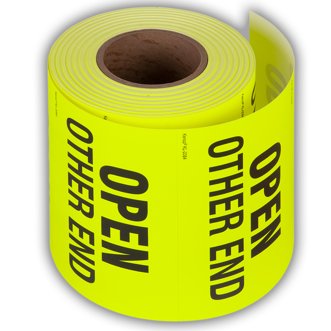Open Other End" Fluorescent Shipping Label Stickers