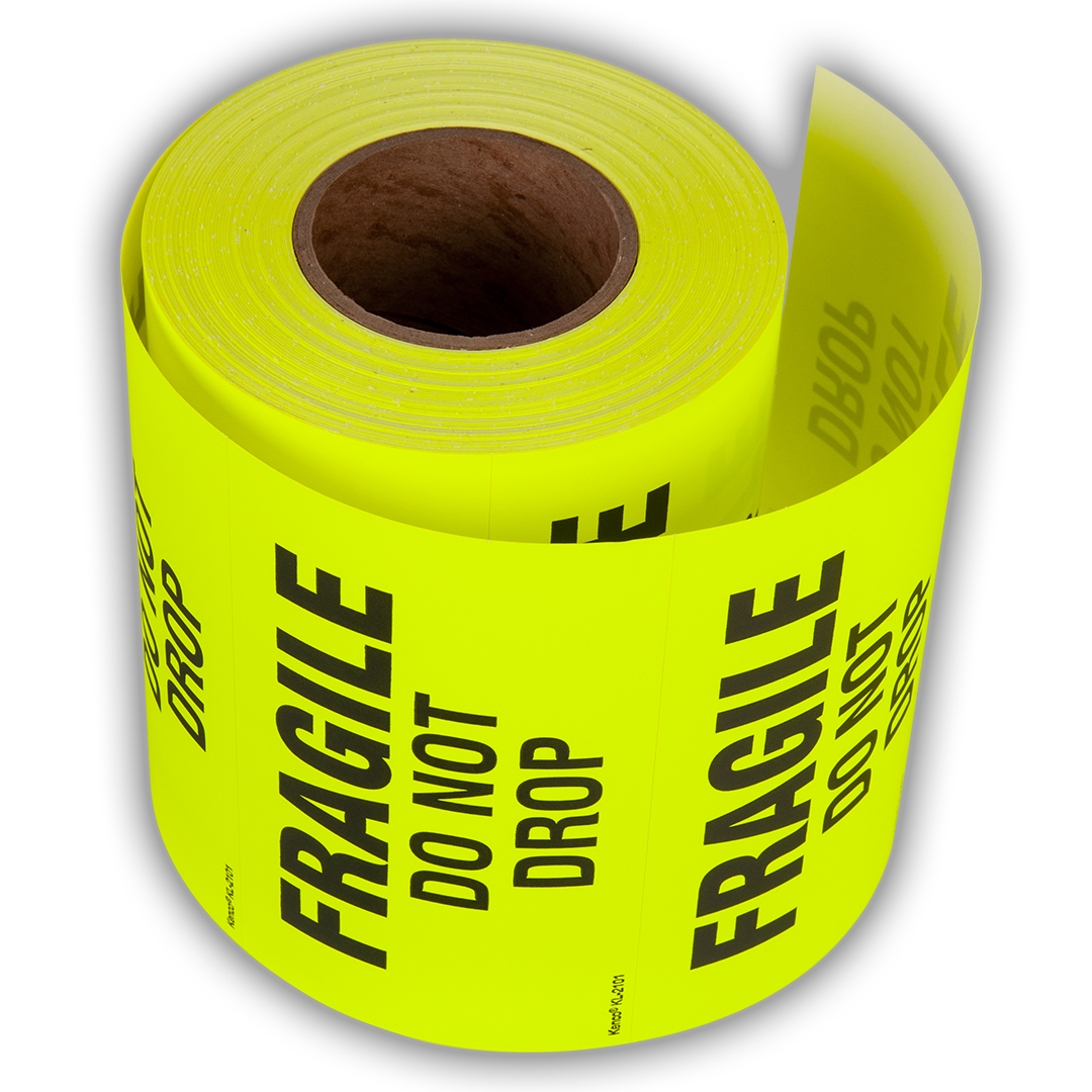 Kenco 3\" X 5\" “Do Not Crush” Fluorescent Shipping Labels – 500 Adhesive Stickers Per Roll (Made In USA, BPA Free)