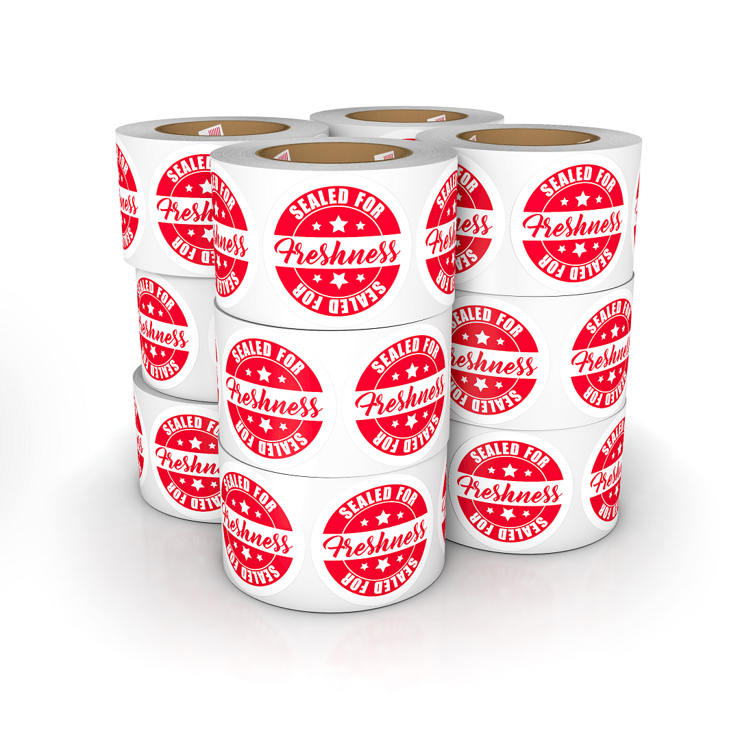 500 "Sealed For Freshness" Food Delivery Stickers. 2" Circles with