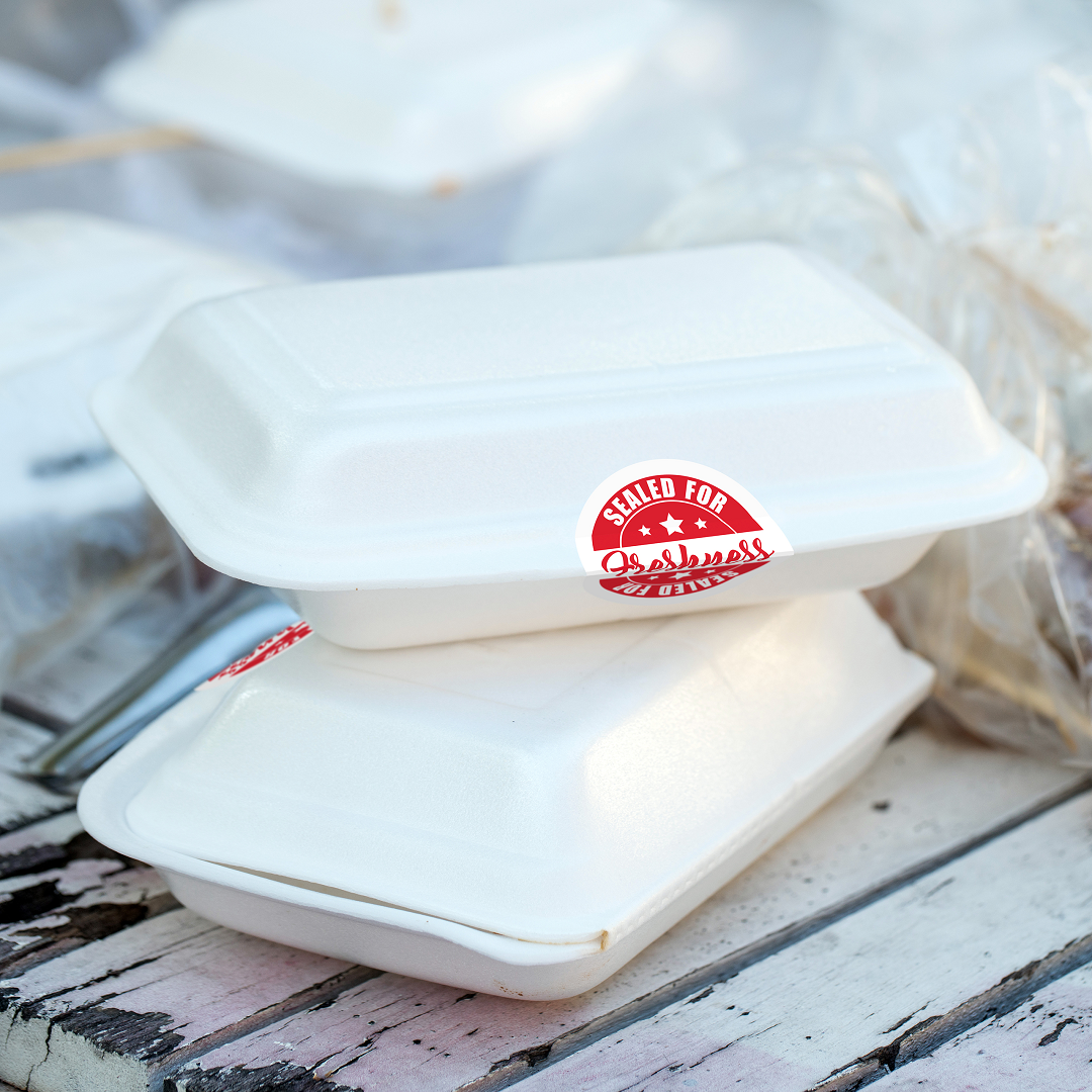 500 "Sealed For Freshness" Food Delivery Stickers. 2" Circles with