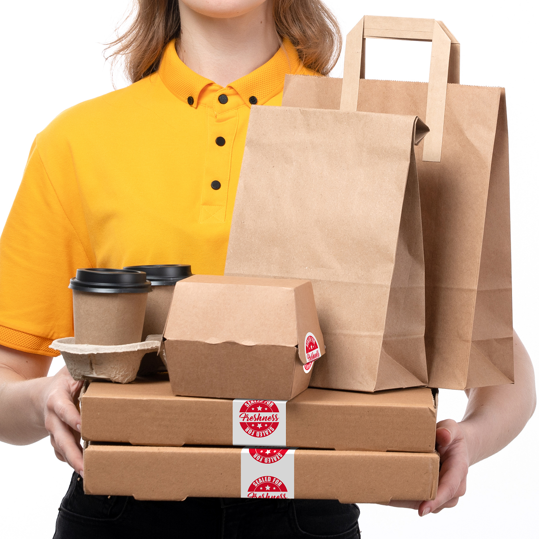 500 "Sealed For Freshness" Food Delivery Stickers. 2" Circles with