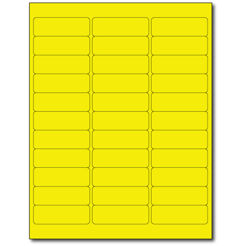 2.625in. X 0.875in. Laser or Inkjet Label Sheets - Fluorescent Yellow