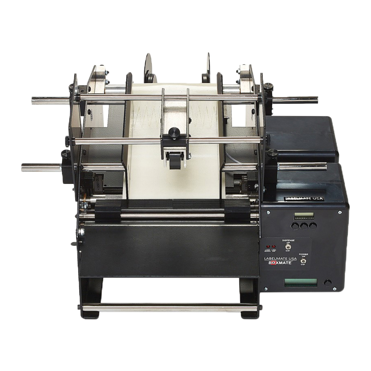 Automatic Box Label Applicator for boxes up to 6” wide.