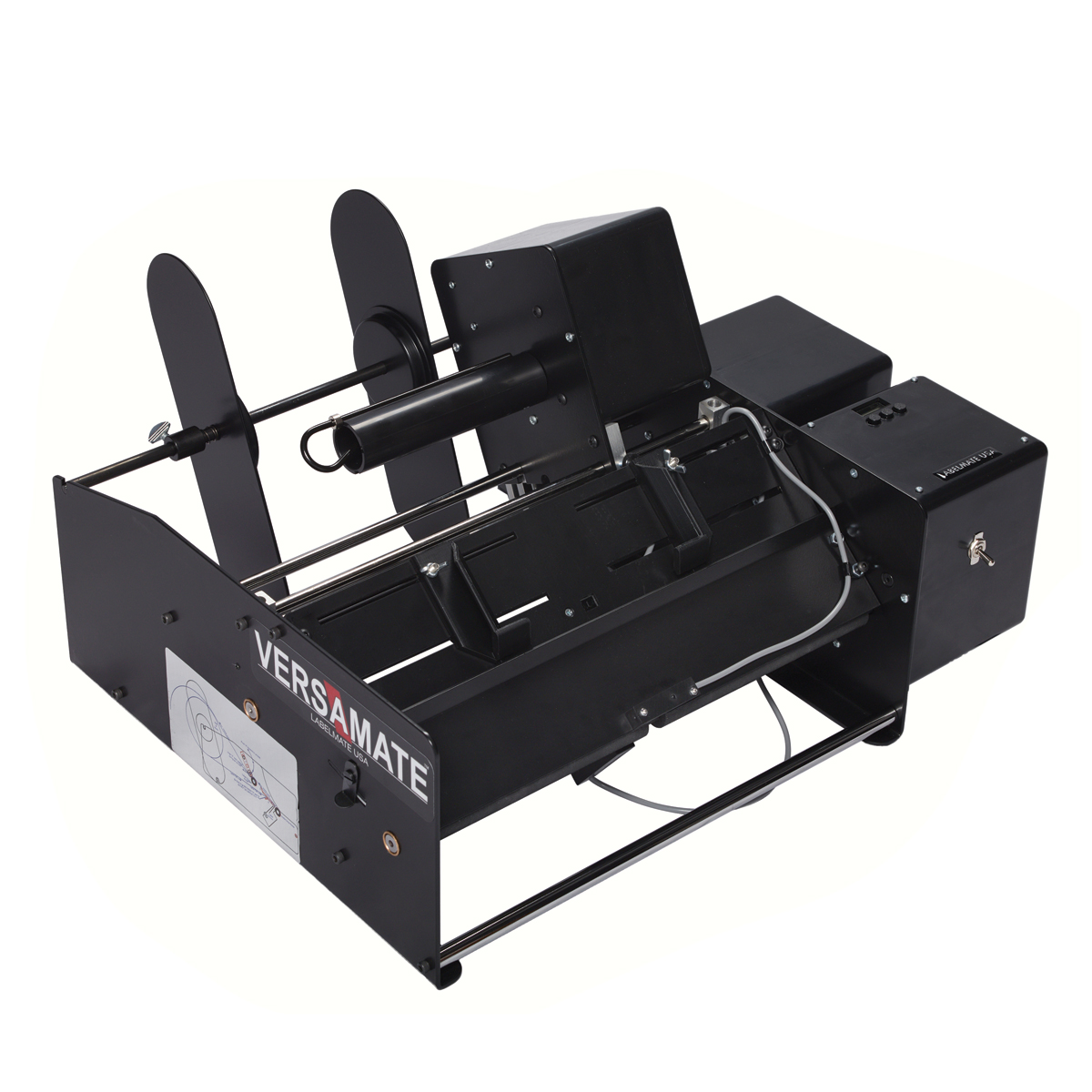 Automatic Label Applicator for bags and other flat items up to 0.20” thick.