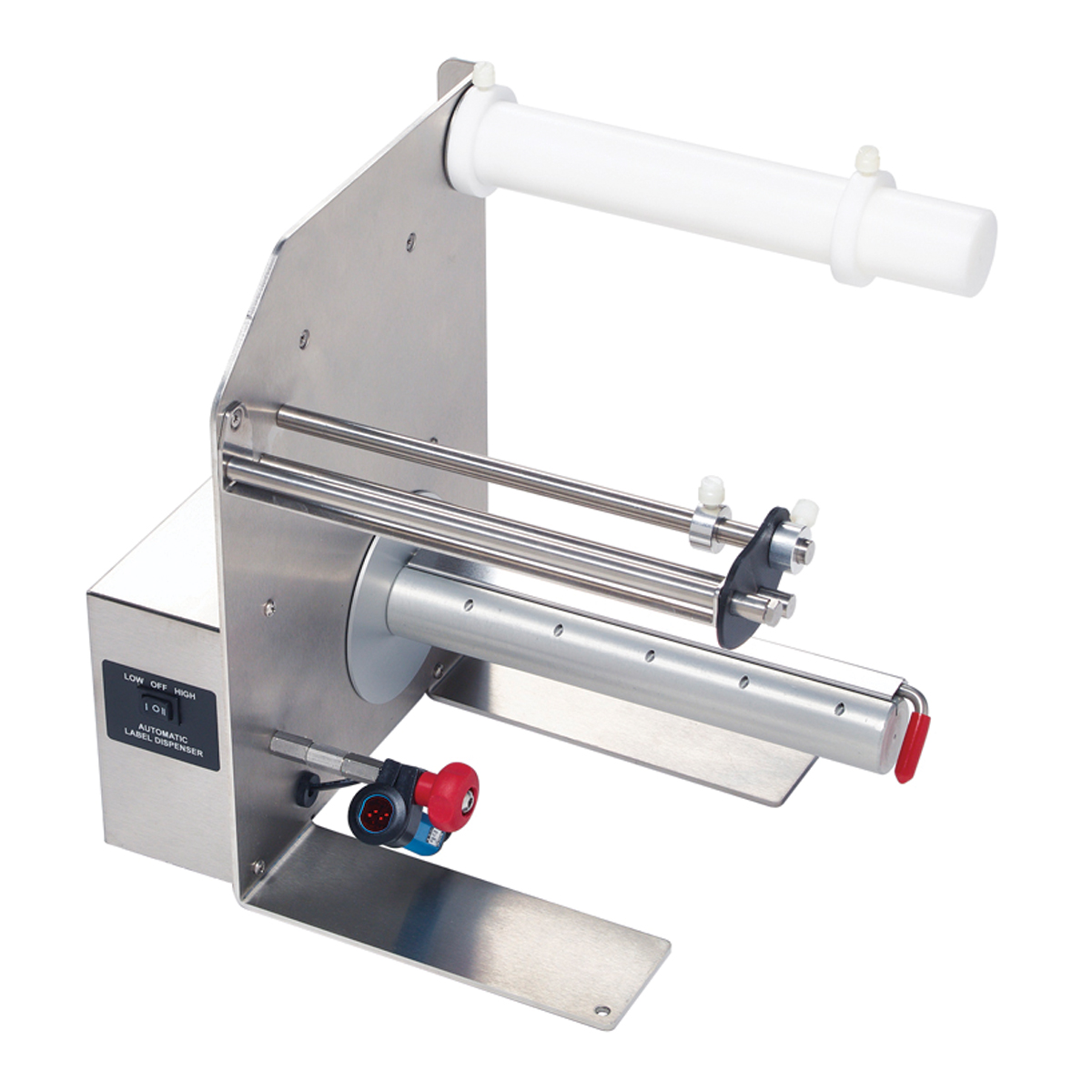 Automatic Label Dispenser for transparent & opaque labels up to 8.5” wide.