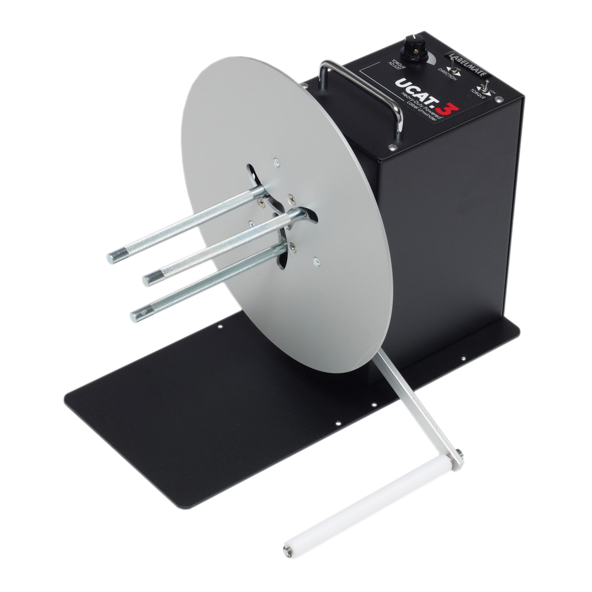 Powered Label Unwinder with Adjustable CoreHolder for labels up to 6.5