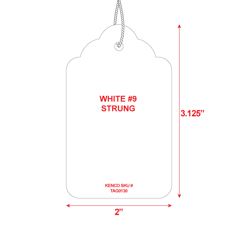 White 9 Merchandise Tag With String