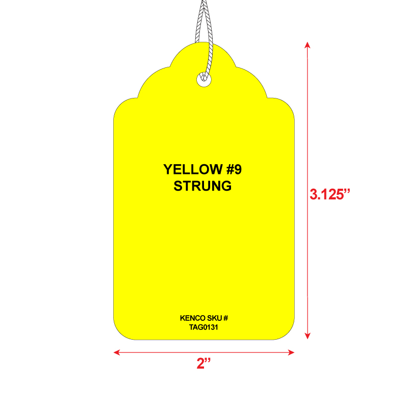 Yellow 9 Merchandise Tag With String