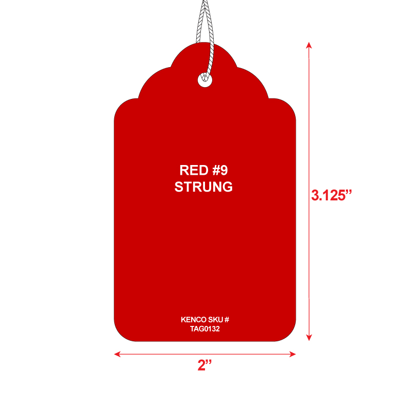 Red 9 Merchandise Tag With String